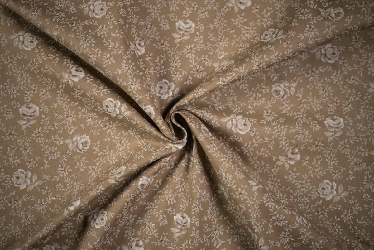 Baumwollstoff taupe Modeldruck