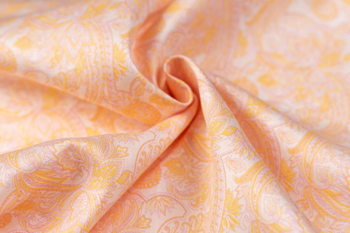 Baumwollstoff rosa-gelb Paisley
