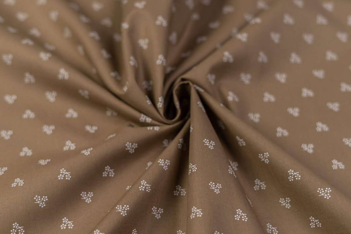 Baumwollstoff taupe Modeldruck