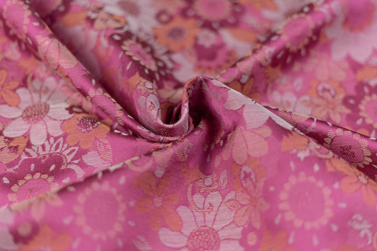 Seide-Baumwollbrokat pink-orange Allover