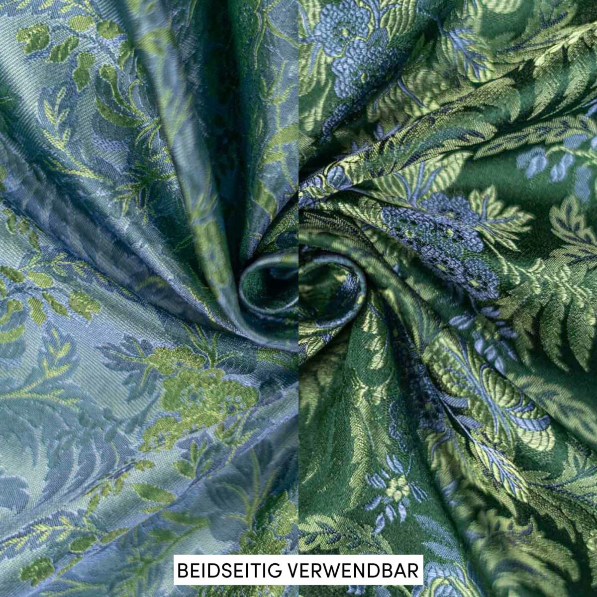 Reinseidenbrokat grün-blau Allover