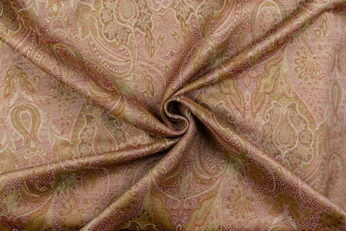 Wolle-Seide-Brokat orange-beige-grün Paisley