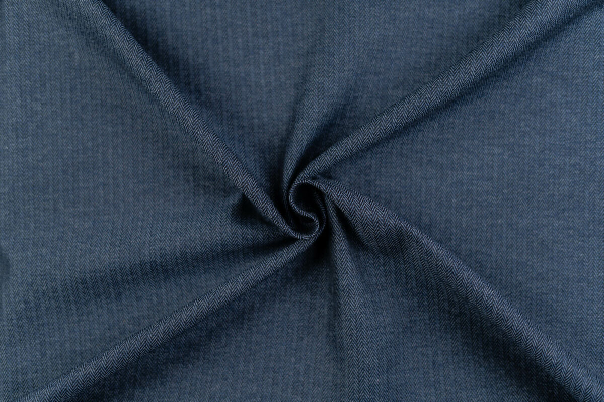 Baumwollbrokat blau-schwarz Fischgrät