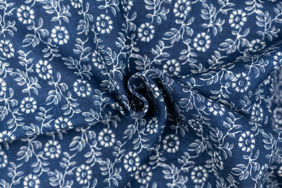 Reinleinen Blaudruck Allover