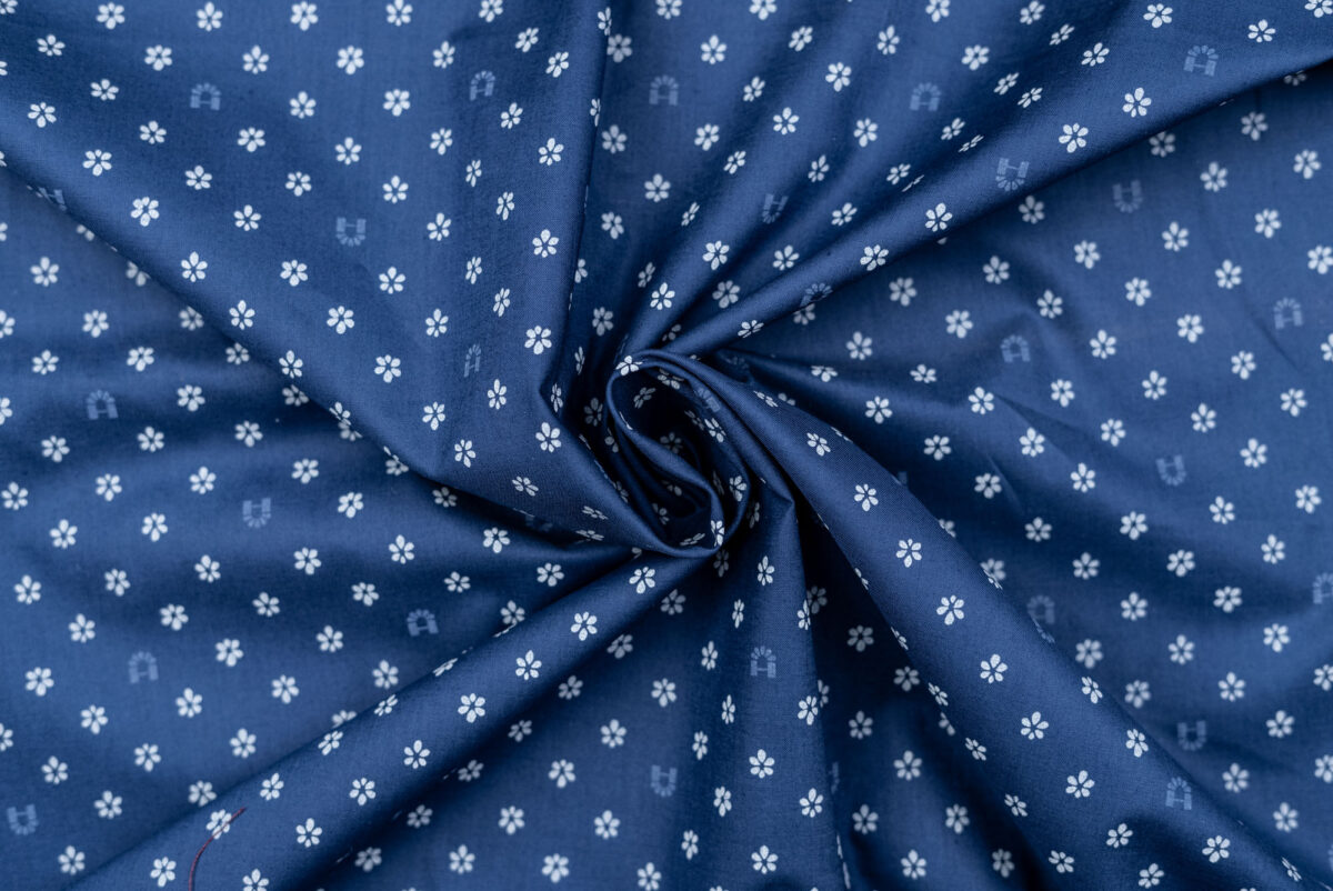 Baumwollstoff blau Modeldruck