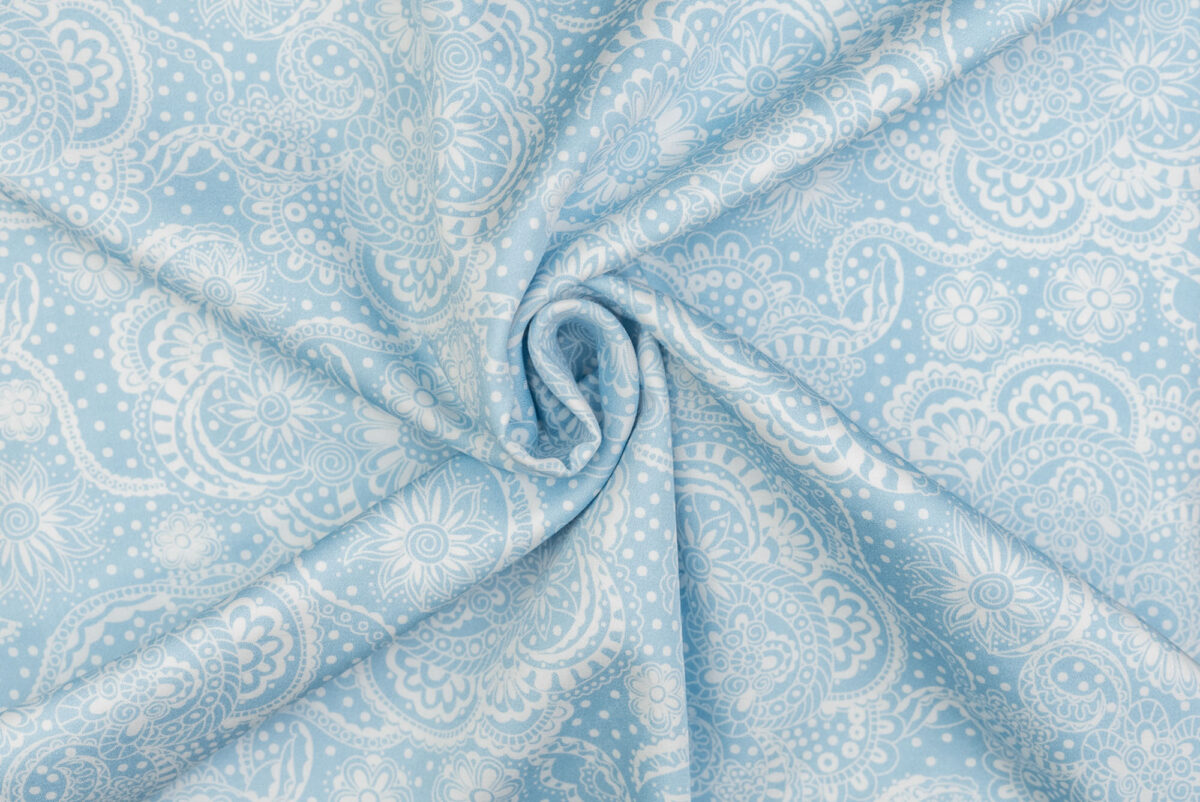 Bio-Baumwollsatin blau Paisley