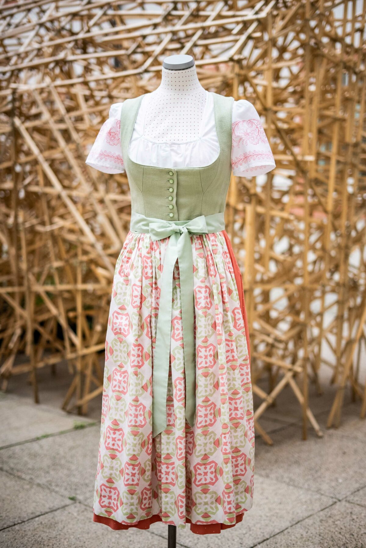 Miederdirndl Valerie grün/lachs