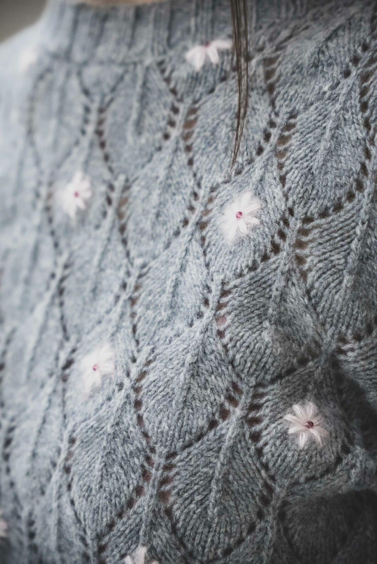Pullover handgestrickt, Raute mit Stick – Bild 3
