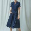 Stretch Maxikleid mit Bindegürtel – Bild 2