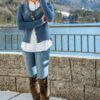 Strickjacke mit Bordüre blau – Bild 2