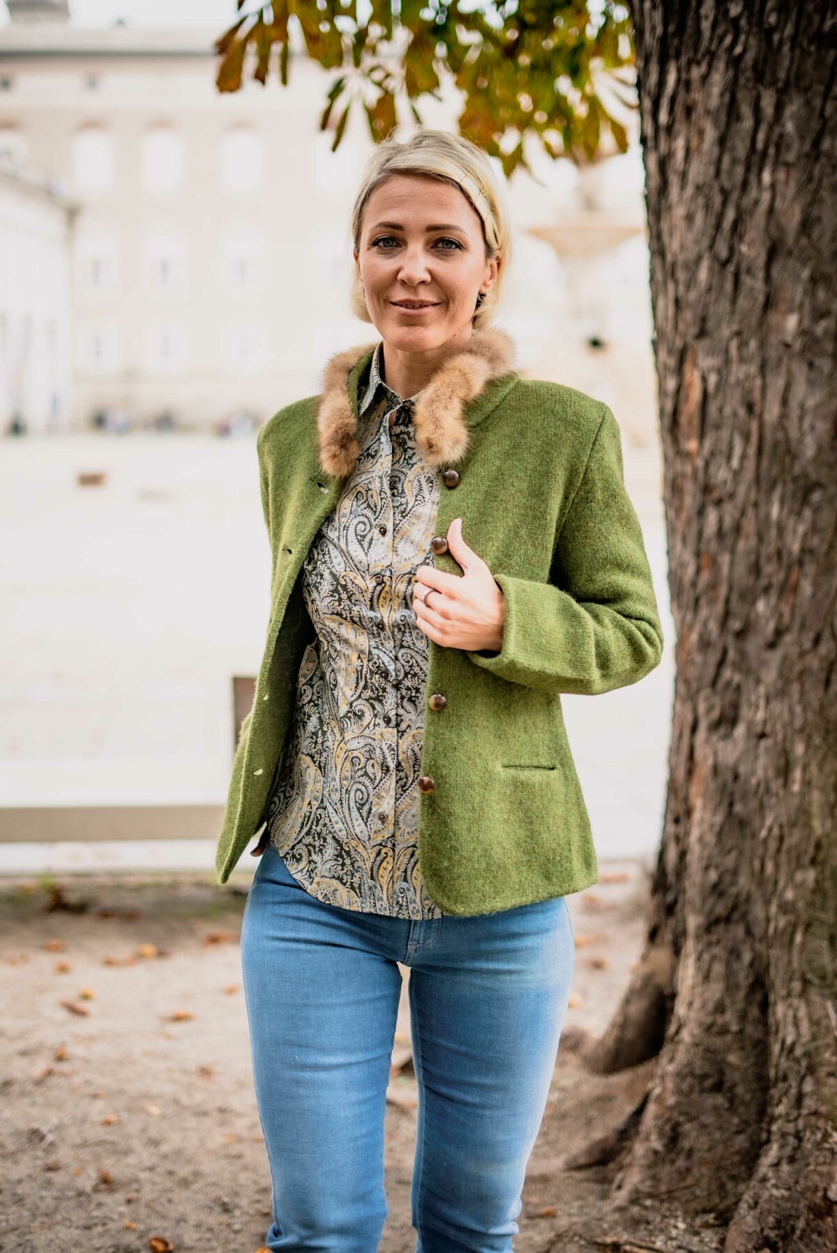 Walkblazer mit Pelzkragen