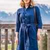 Blusenkleid in Leinen dunkelblau – Bild 3
