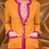Strickjacke in Walk orange mit pink – Bild 5
