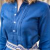Blusenkleid in Leinen blitzblau – Bild 3