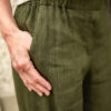 Leinenhose - Culotte in oliv – Bild 3