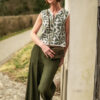 Leinenhose - Culotte in oliv – Bild 2