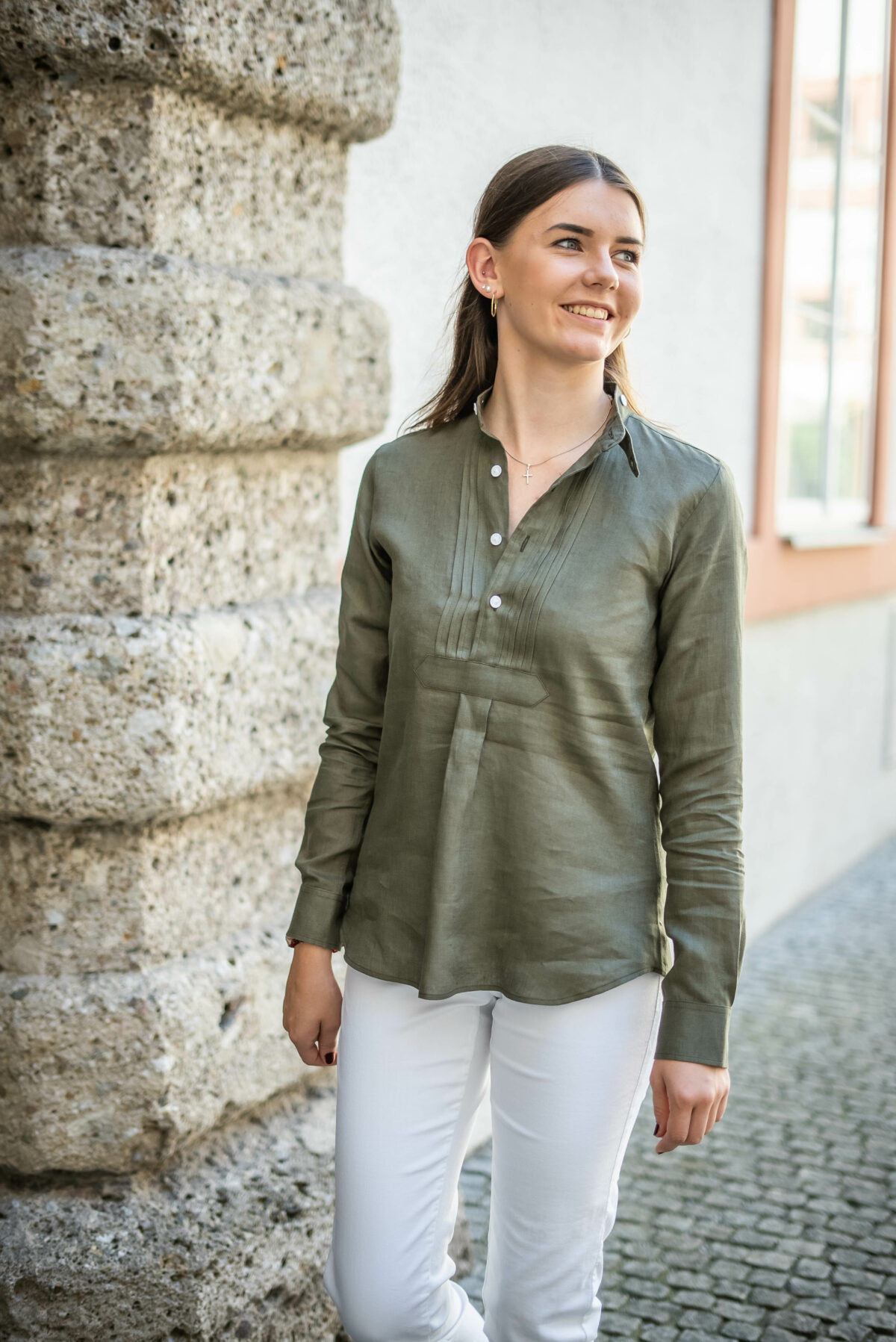 Leinen Damen Pfoad oliv