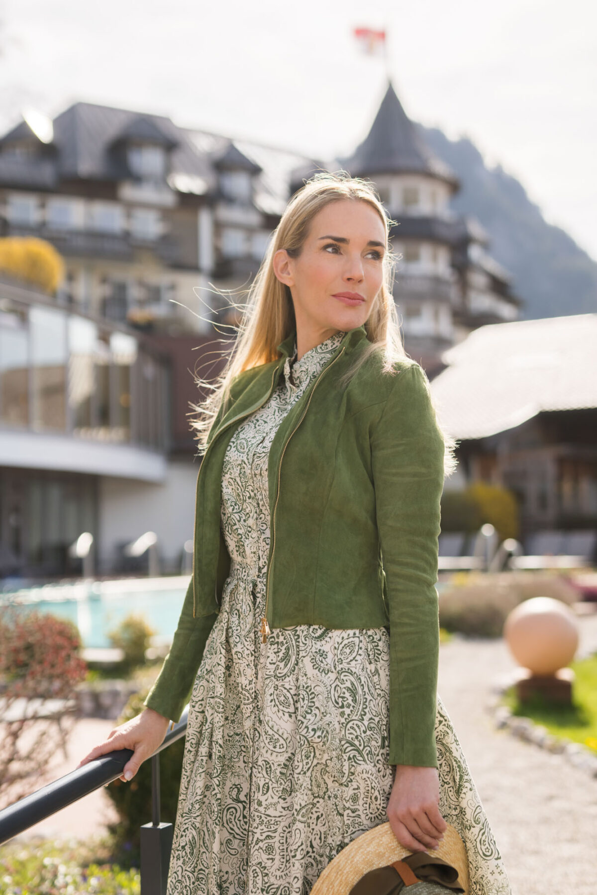 Lederjacke aus Lammvelour in grün