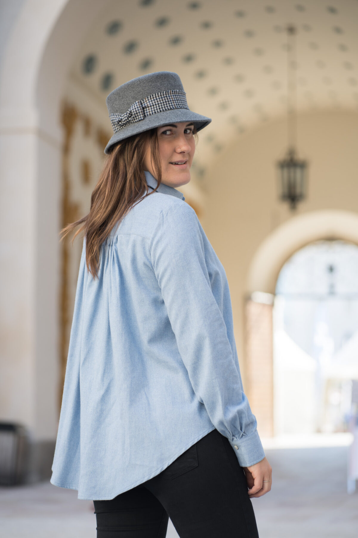 Flanellbluse blau