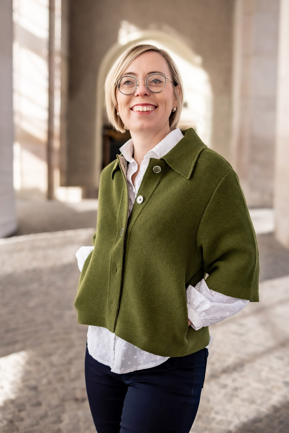 Strickjacke olivgrün