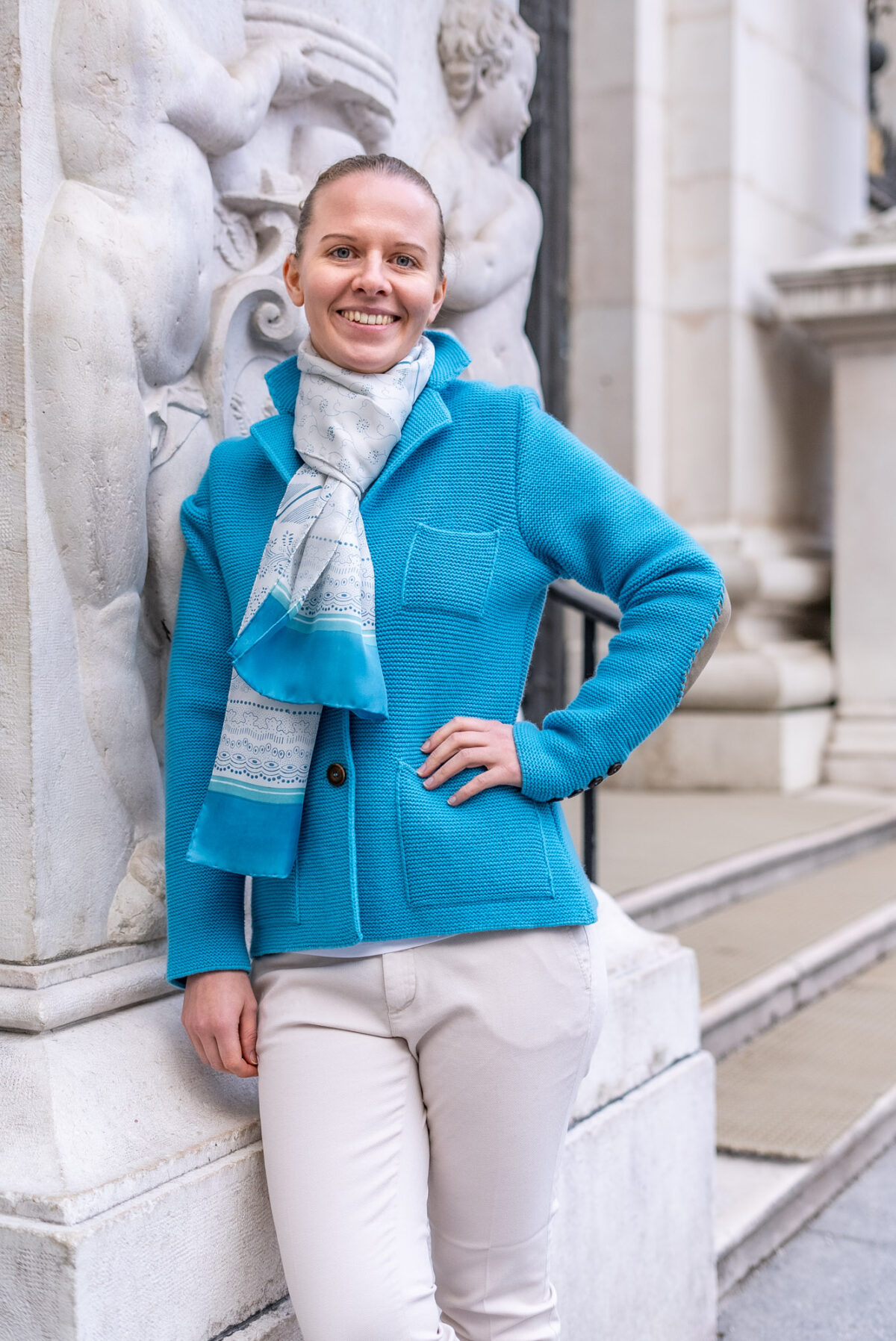 Damenstrickjacke türkis