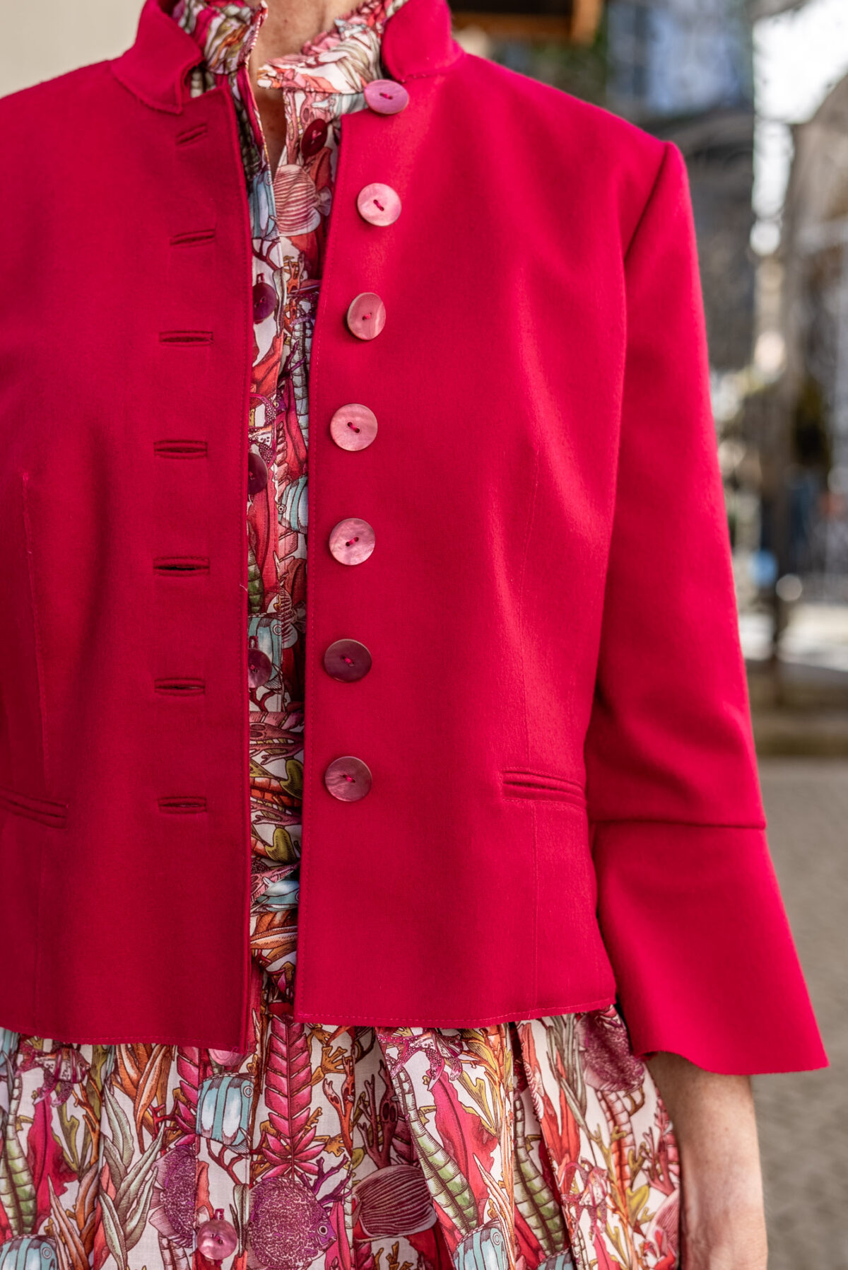 Stehkragenjacke in pink