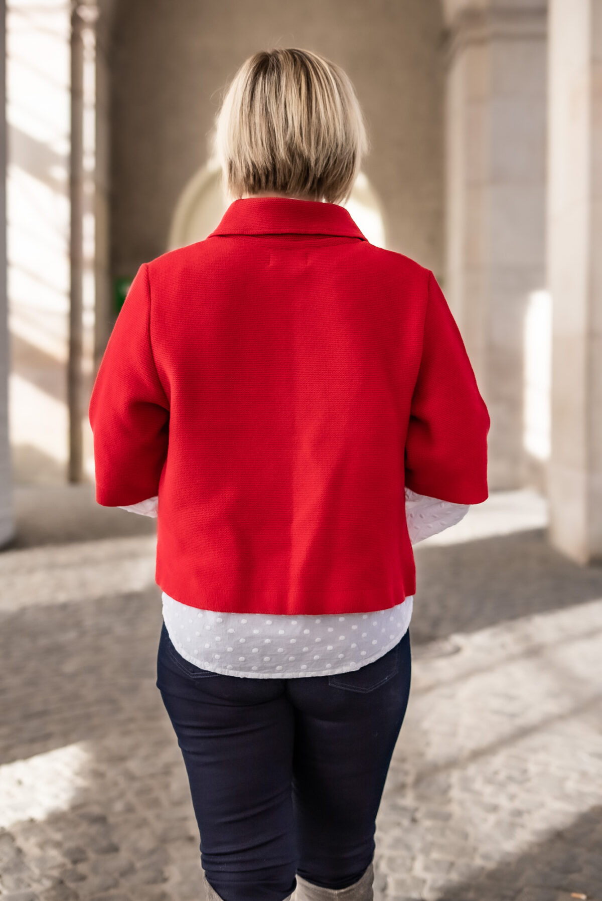 Strickjacke kurzarm rot – Bild 4