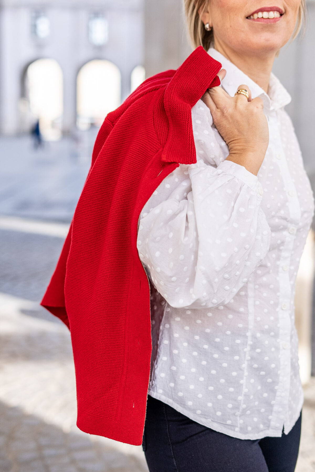 Strickjacke kurzarm rot – Bild 3