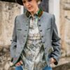 Lodenjacke mit Samtstehkragen grau – Bild 2