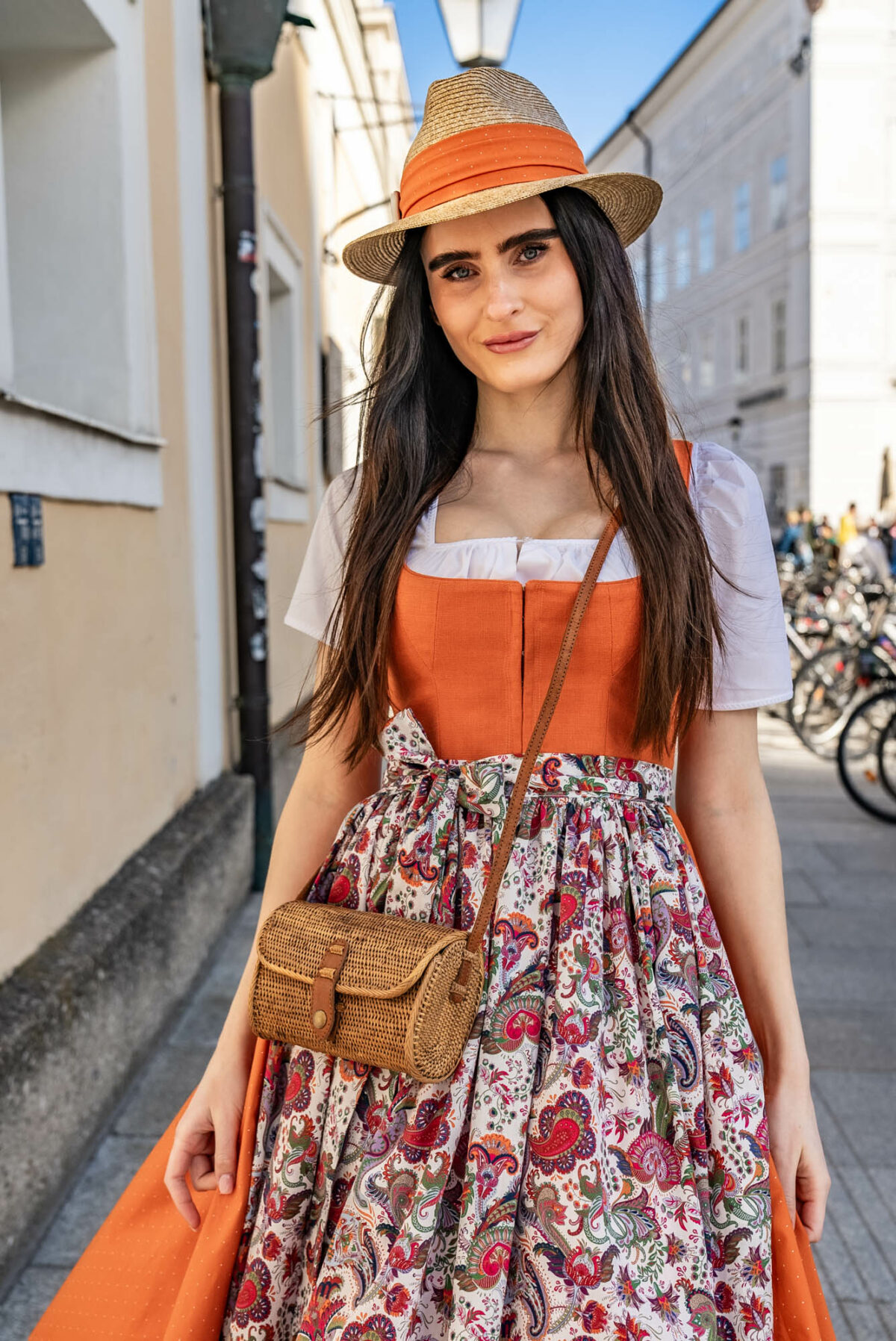 Damenstrohhut orange