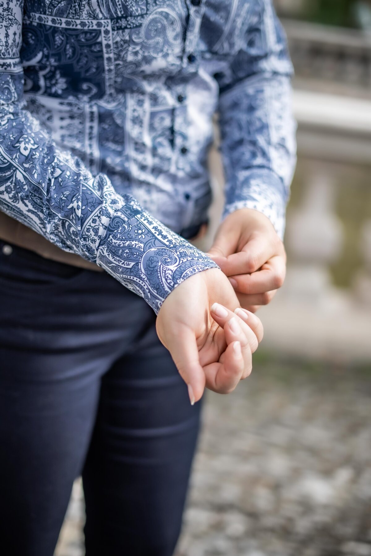 Patchwork Bluse blau – Bild 4
