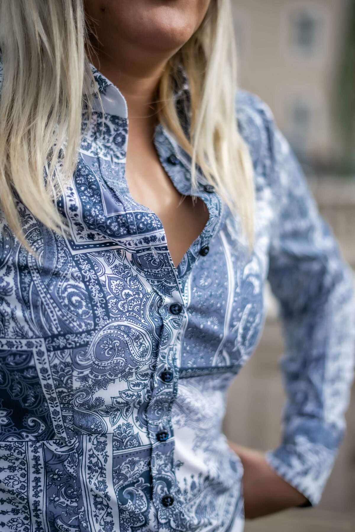 Patchwork Bluse blau – Bild 2