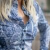 Patchwork Bluse blau - Image 2