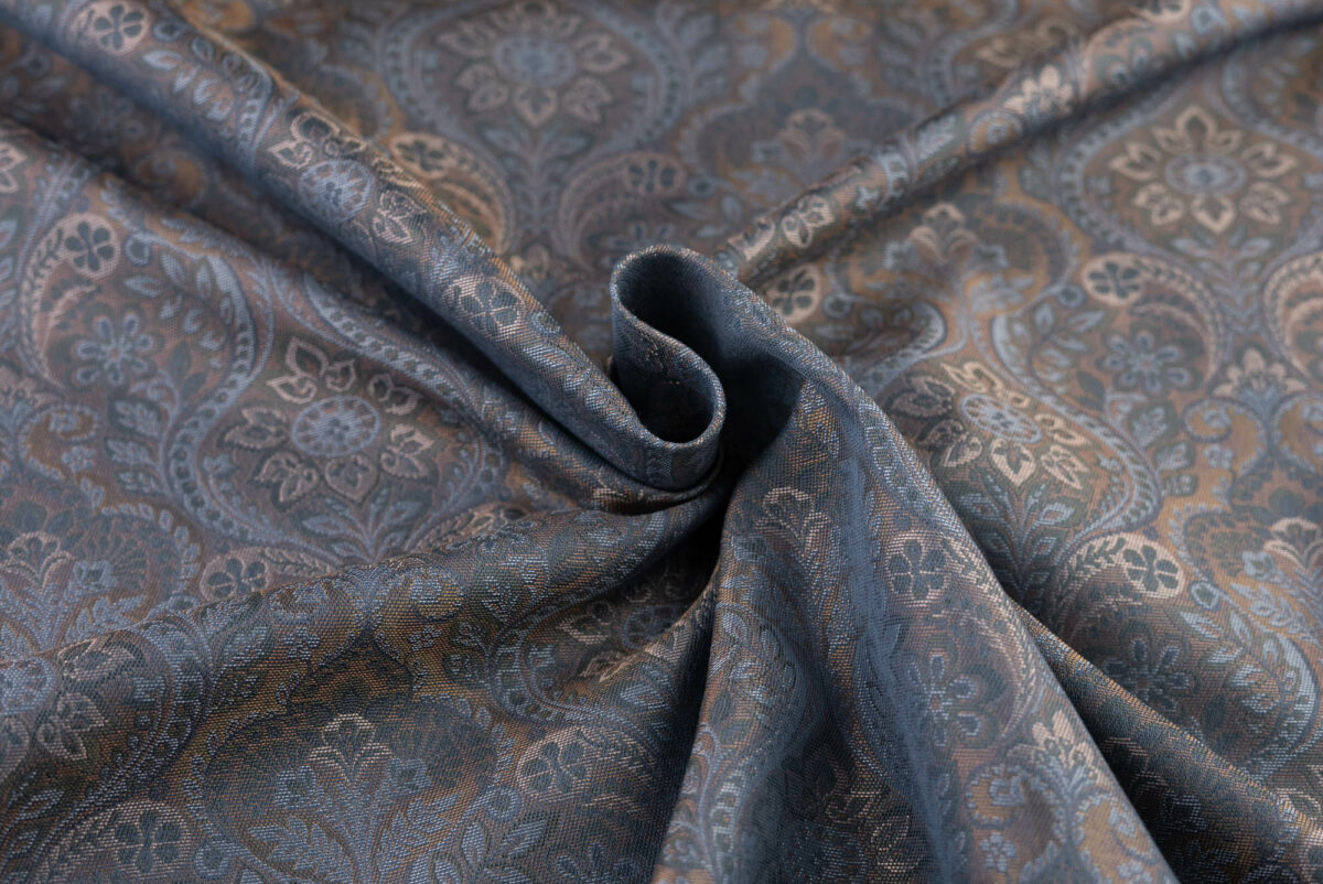 Baumwol-Seide-Jaquard petrol-rost Paisley
