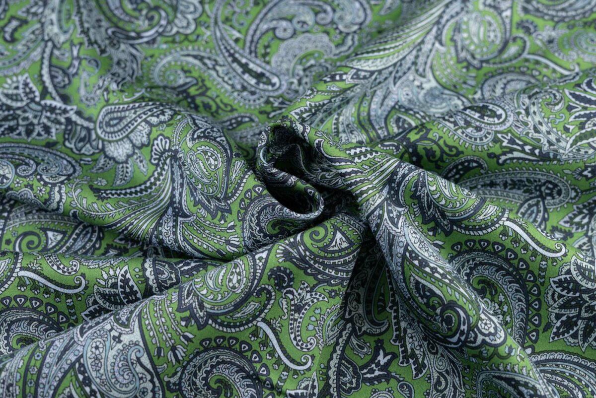 Baumwollsatin blau-grün Paisley