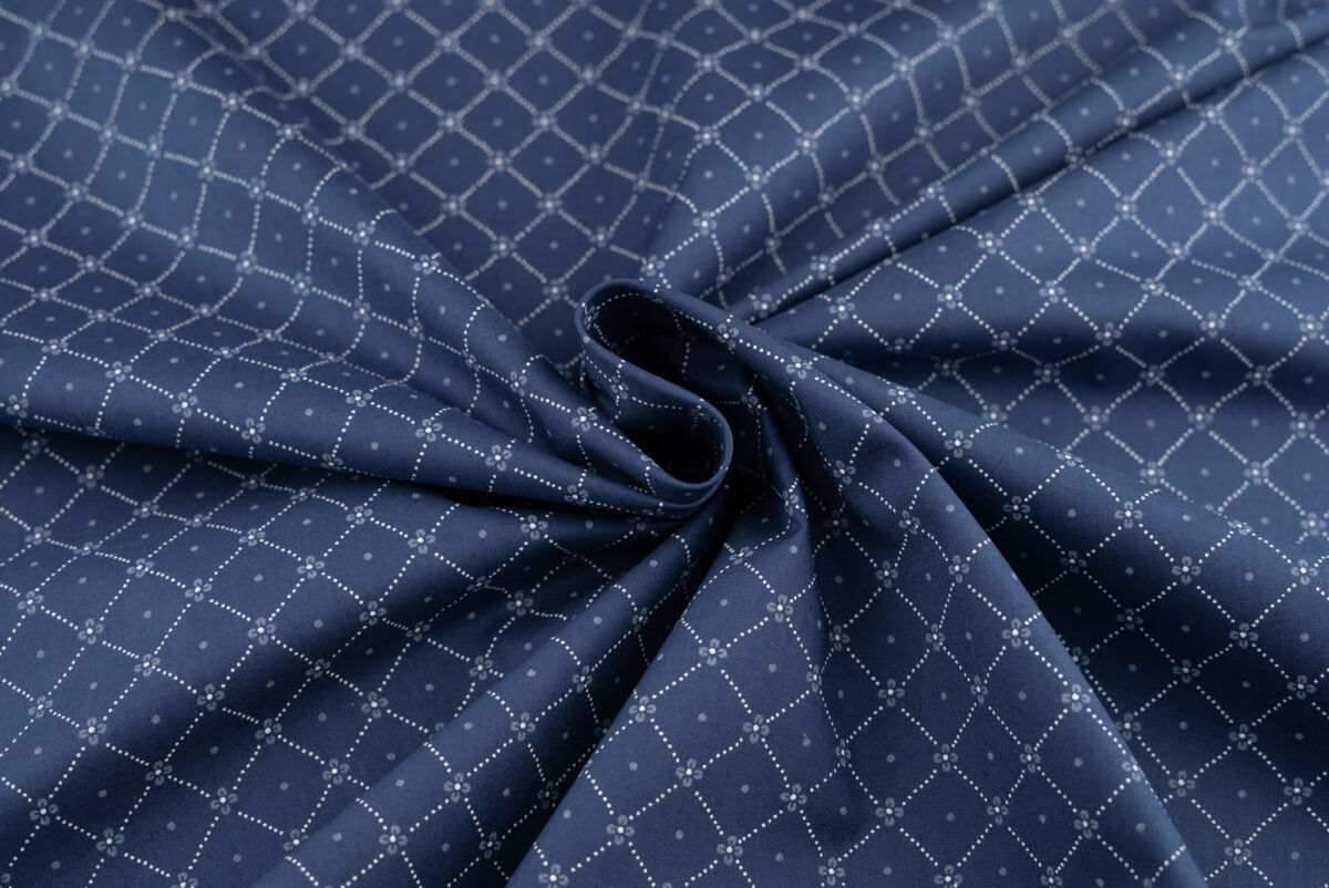 Baumwollstoff dunkelblau Modeldruck