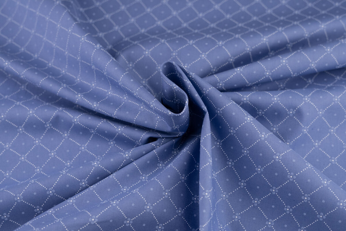 Baumwollstoff mittelblau Modeldruck