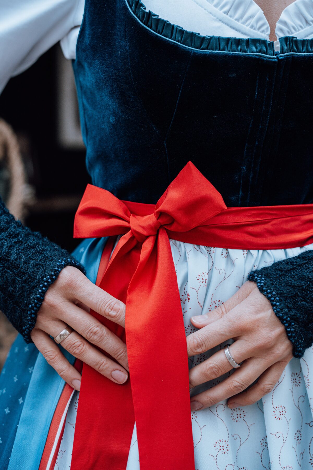 Heimatwerk Samtdirndl mit Handdruckschürze – Bild 2