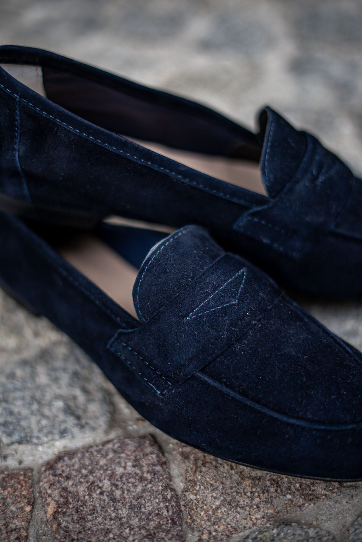 Leder Damenschuhe Marineblau – Bild 2