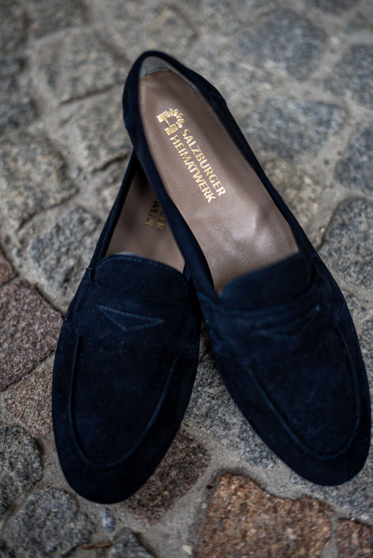 Leder Damenschuhe Marineblau – Bild 3