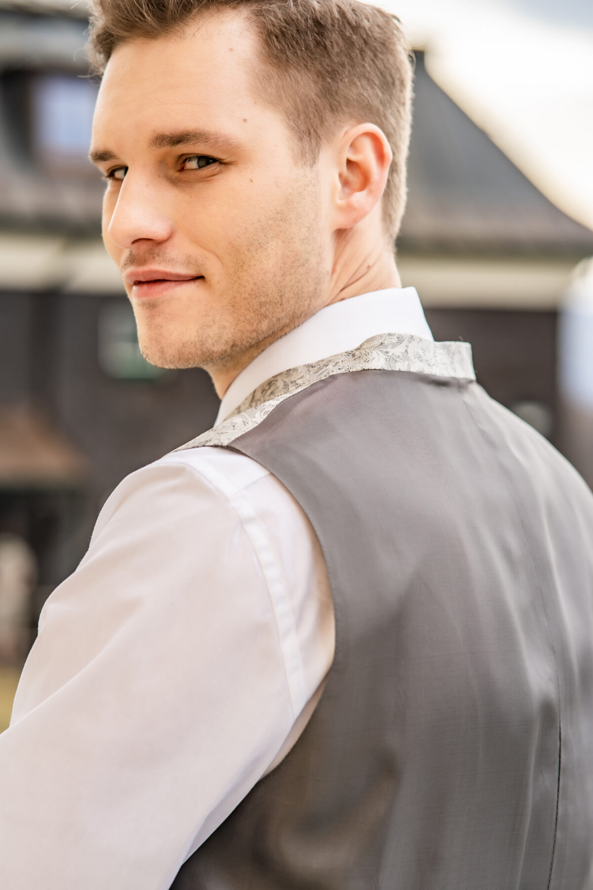 Herrenweste Gilet in Seide – Bild 3