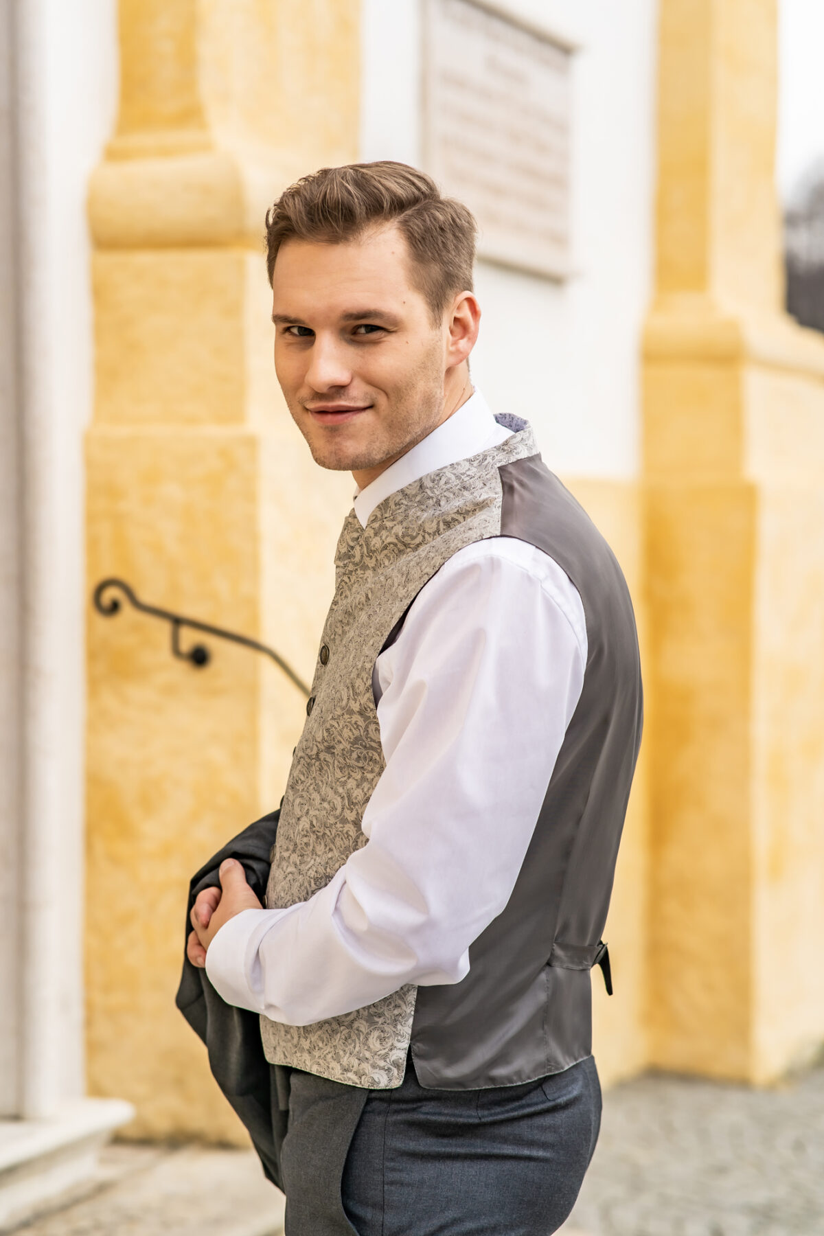 Herrenweste Gilet in Seide – Bild 6