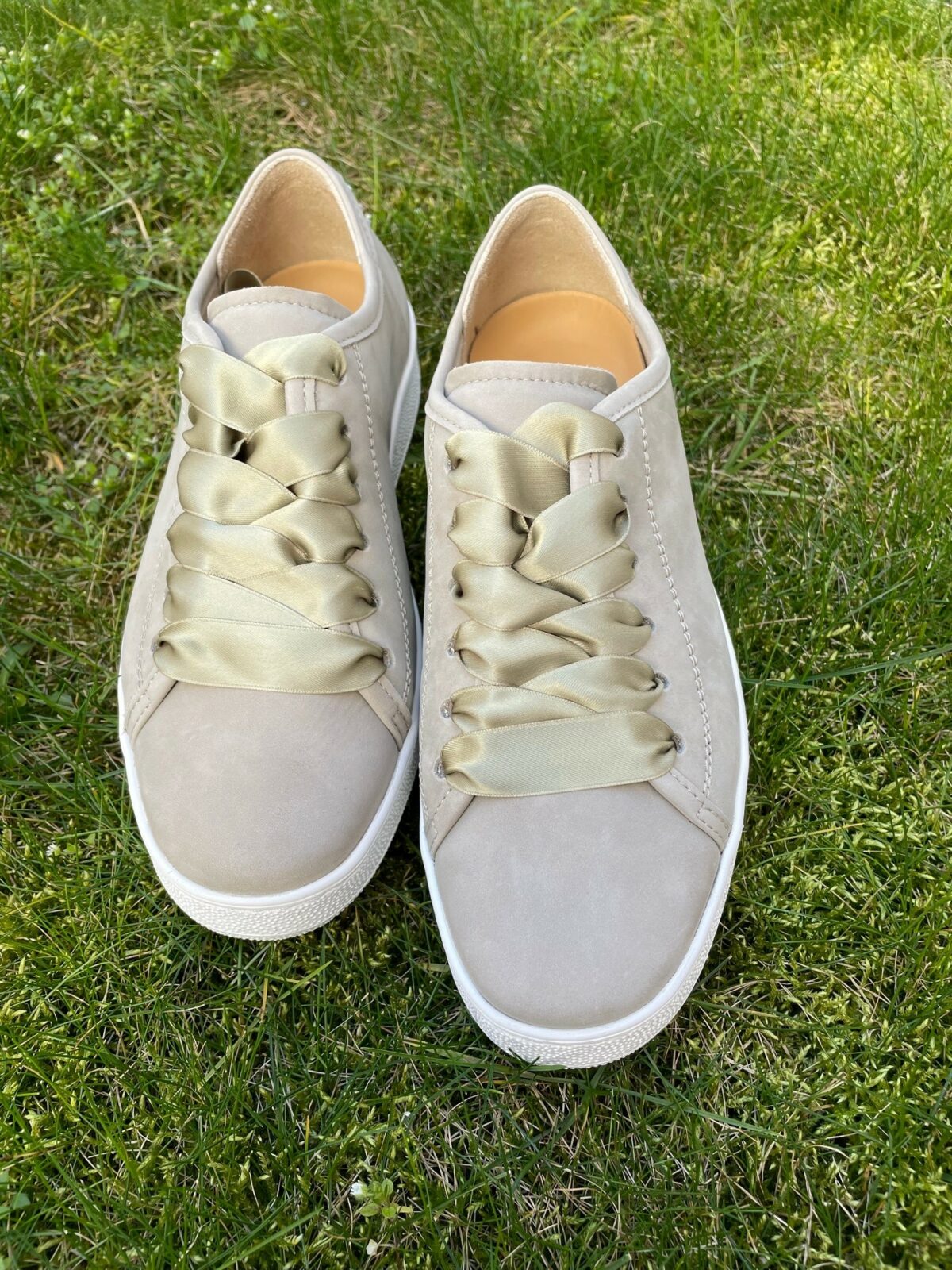Leder-Sneaker in  khaki