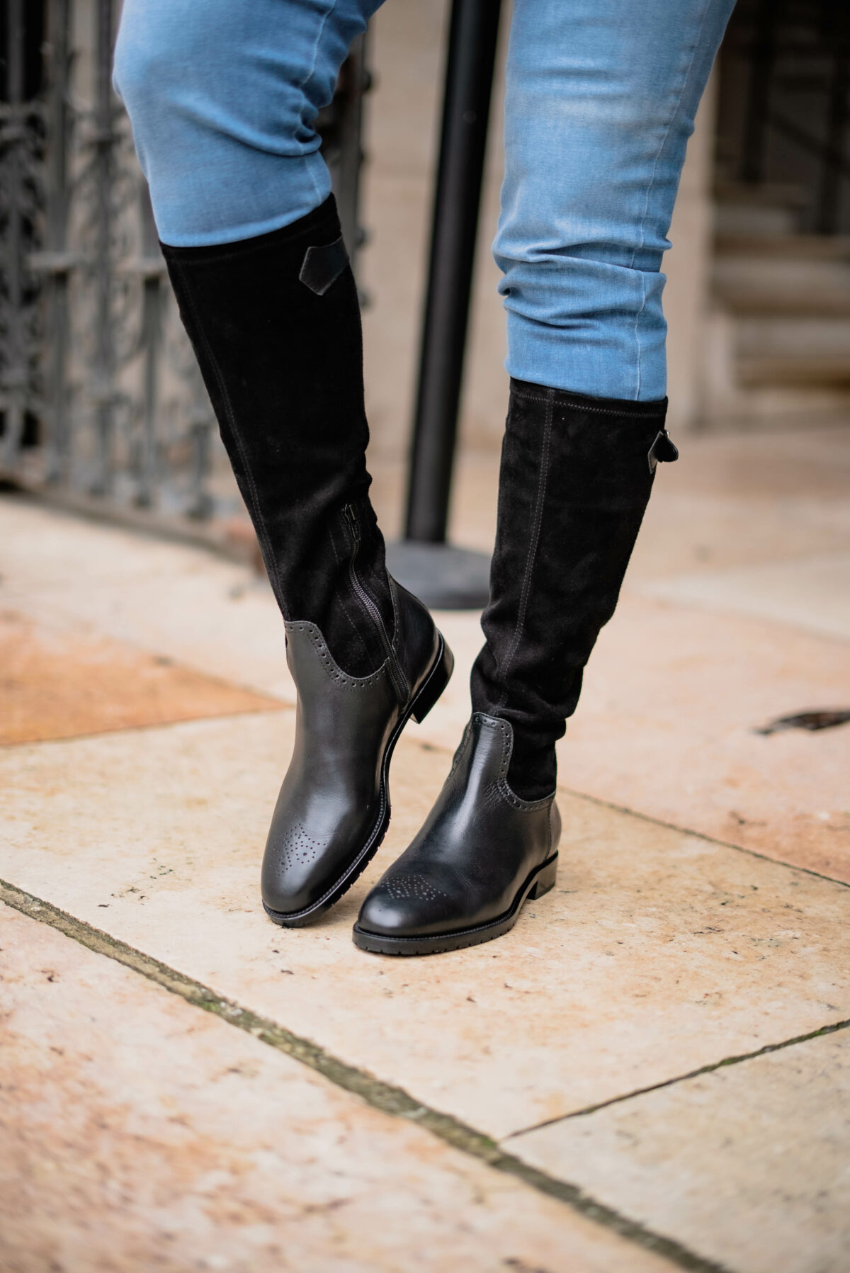 Damen Lederstiefel in schwarz