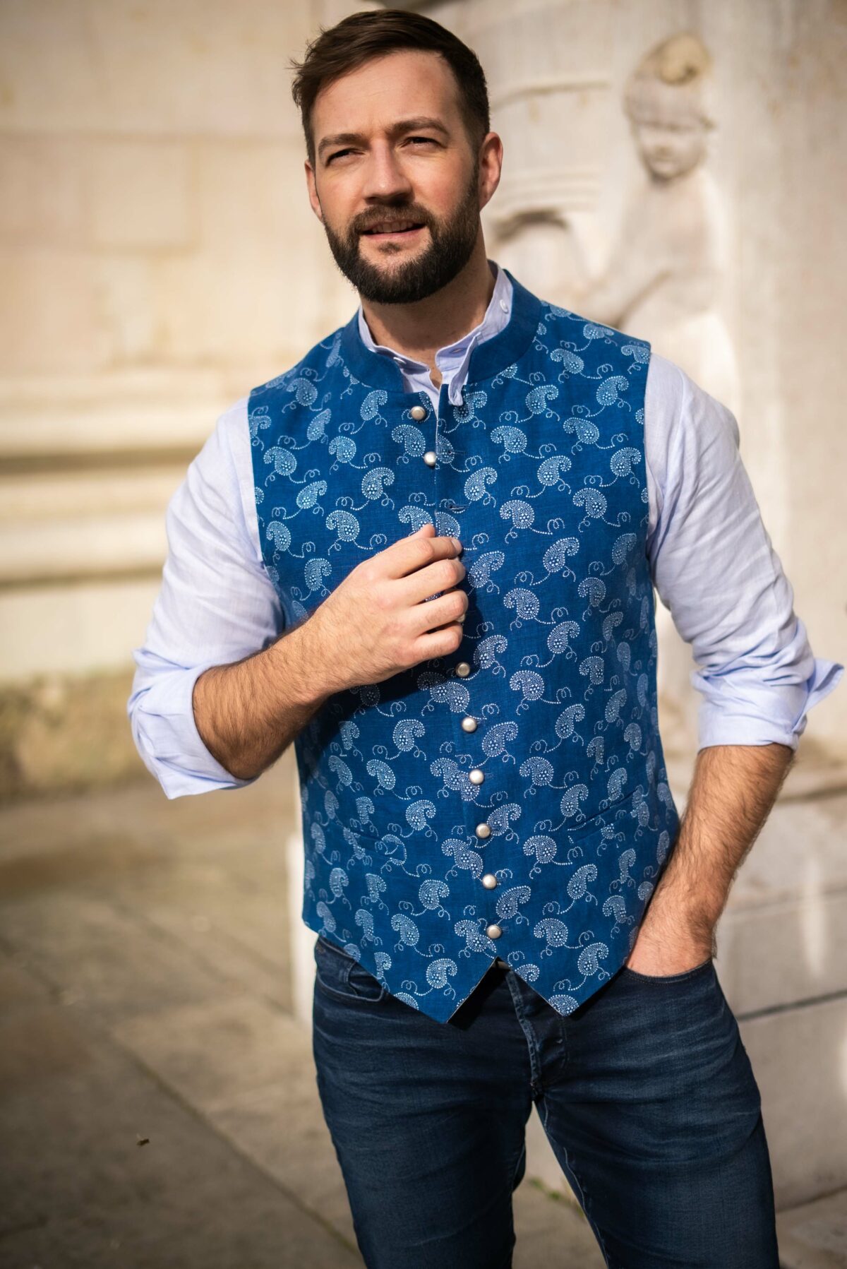 Herrenweste Blaudruck