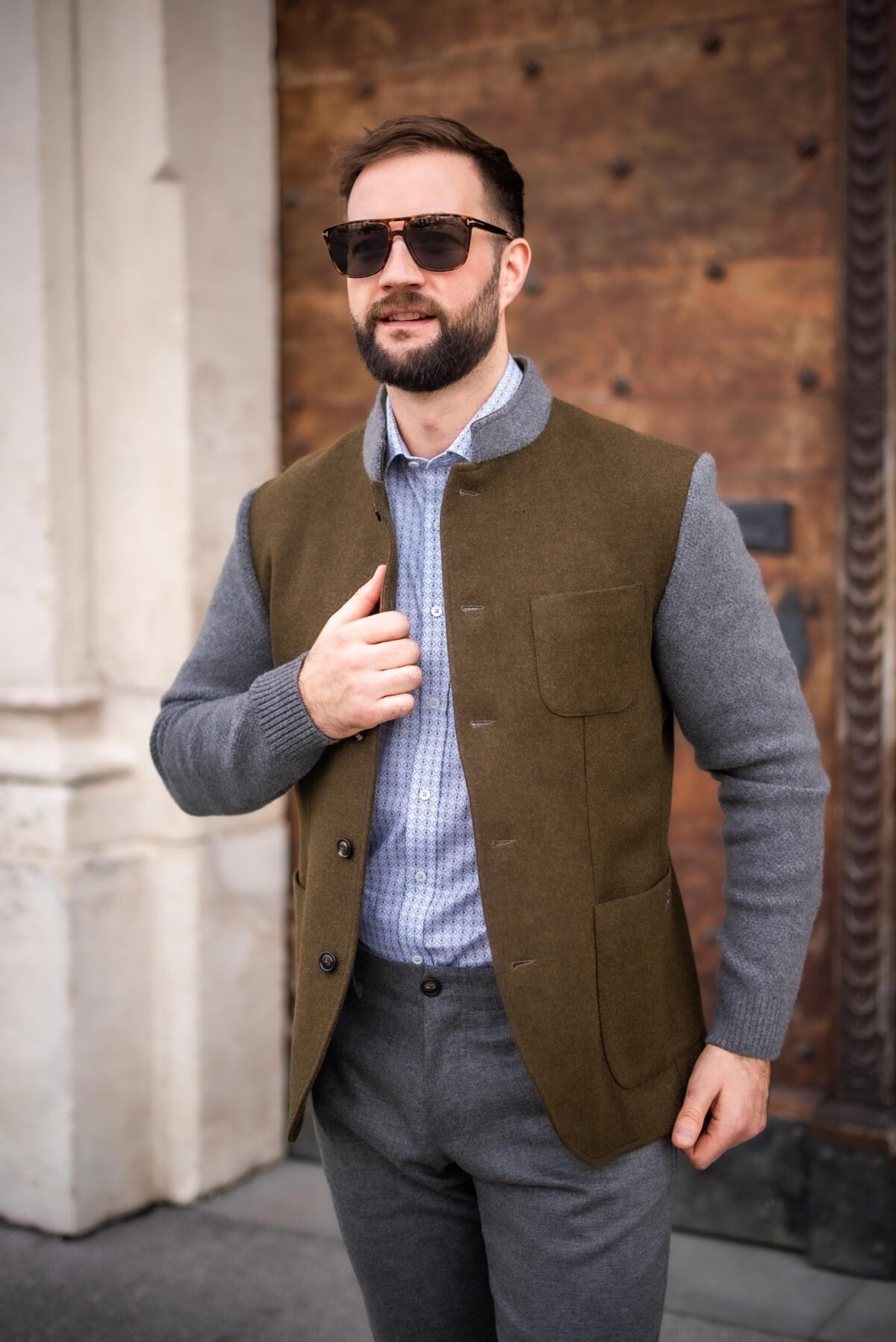 Jacke mit Loden u. Strick