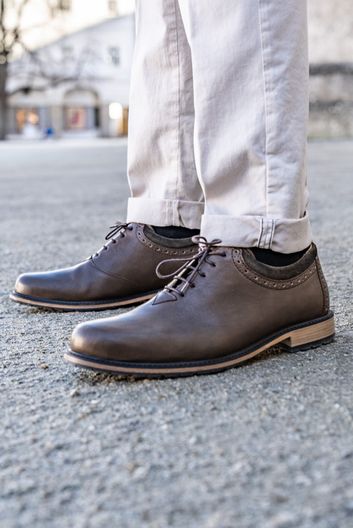 Herrenschuh Glattleder aus Anitkbock