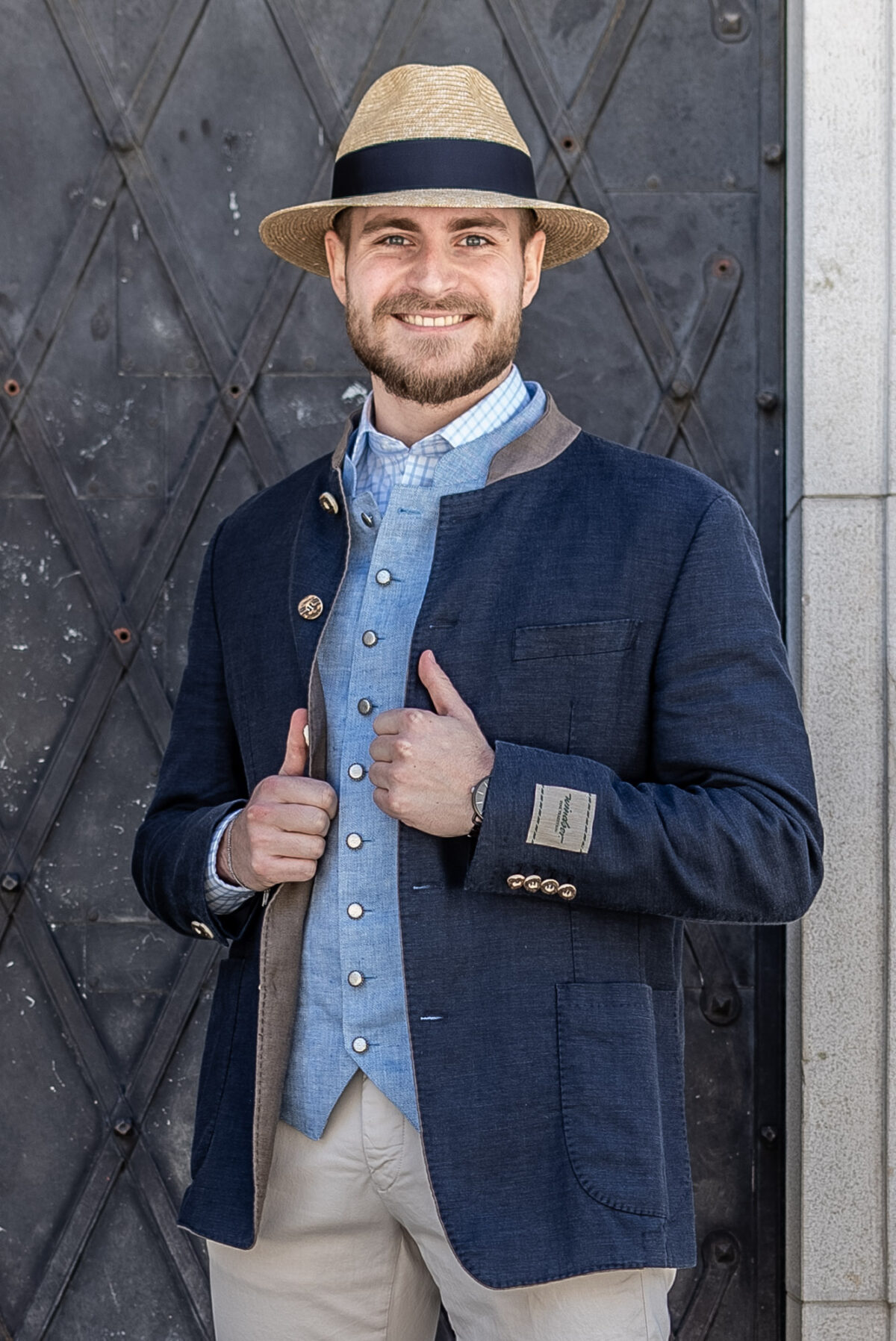 Sakko Leinen taubenblau