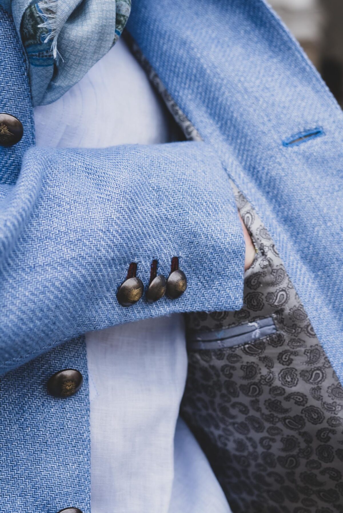 Herrenjacke aus Leinen mit Lederpatches. – Bild 3