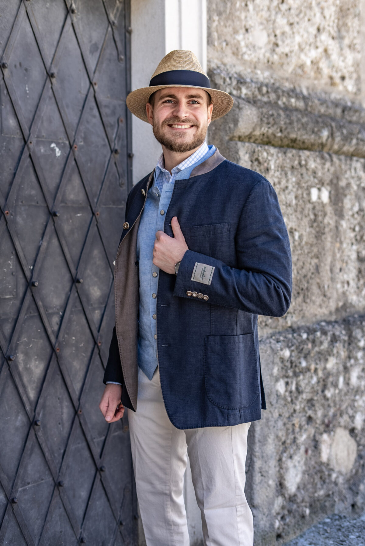 Sakko Leinen taubenblau – Bild 5